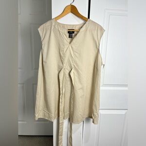 New Additions Sleeveless Maternity Shirt Beige-Tie Front-Size XL-NWT